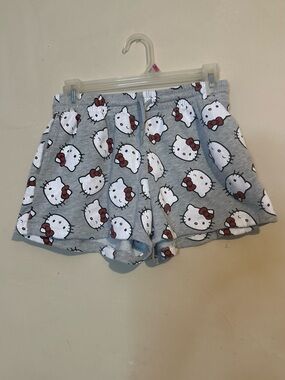 Hello Kitty Gray Lounge Shorts with Red Bows